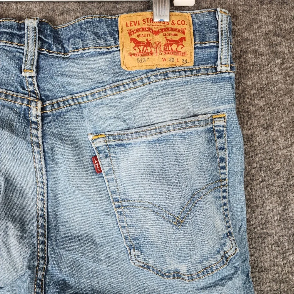 Levi's Jeans Mens 32x34 513 Slim Straight Light Wash Denim Blue 08513-0200 EUC
